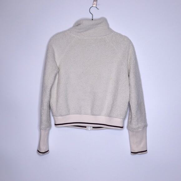 ATHLETA Tugga Sherpa Jacket Natural High Neck Full Zip Ribbed Cuffs Women's XS - Picture 5 of 15
